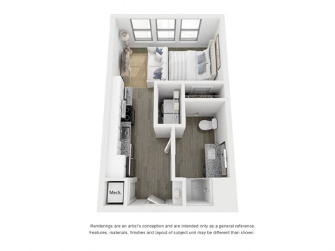 Studio 1 bath floor plan B at Link Apartments® Broad Ave, Memphis, 38112
